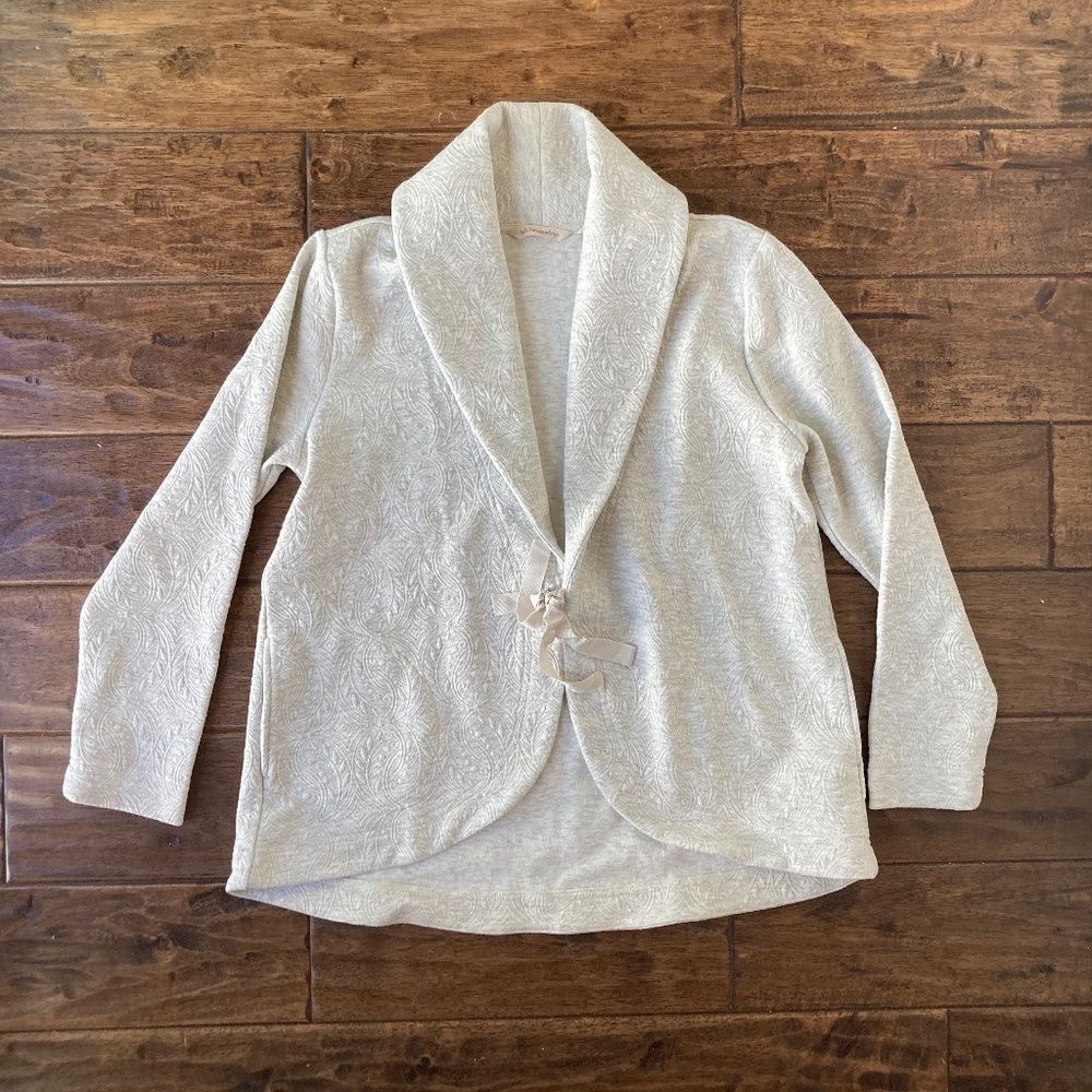 Soft Surroundings Jordon Jacquard Cardigan Jacket Ivory Sz Medium Cozy Neutral